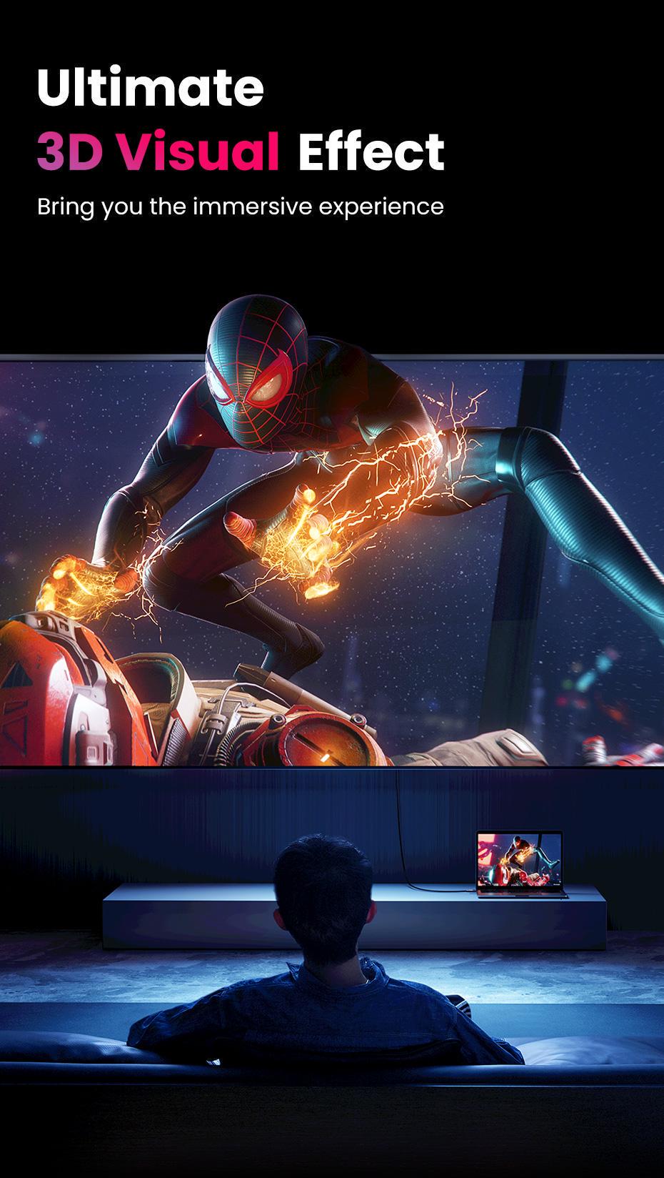 Кабель UGREEN DisplayPort 1.4 8K 60Hz 4K 144Hz 2K 165Hz 1080p 240Hz 32.4 Гбіт/с DP Dynamic HDR G-Sync Free Sync 3D 2 м Чорний (80392) - фото 13