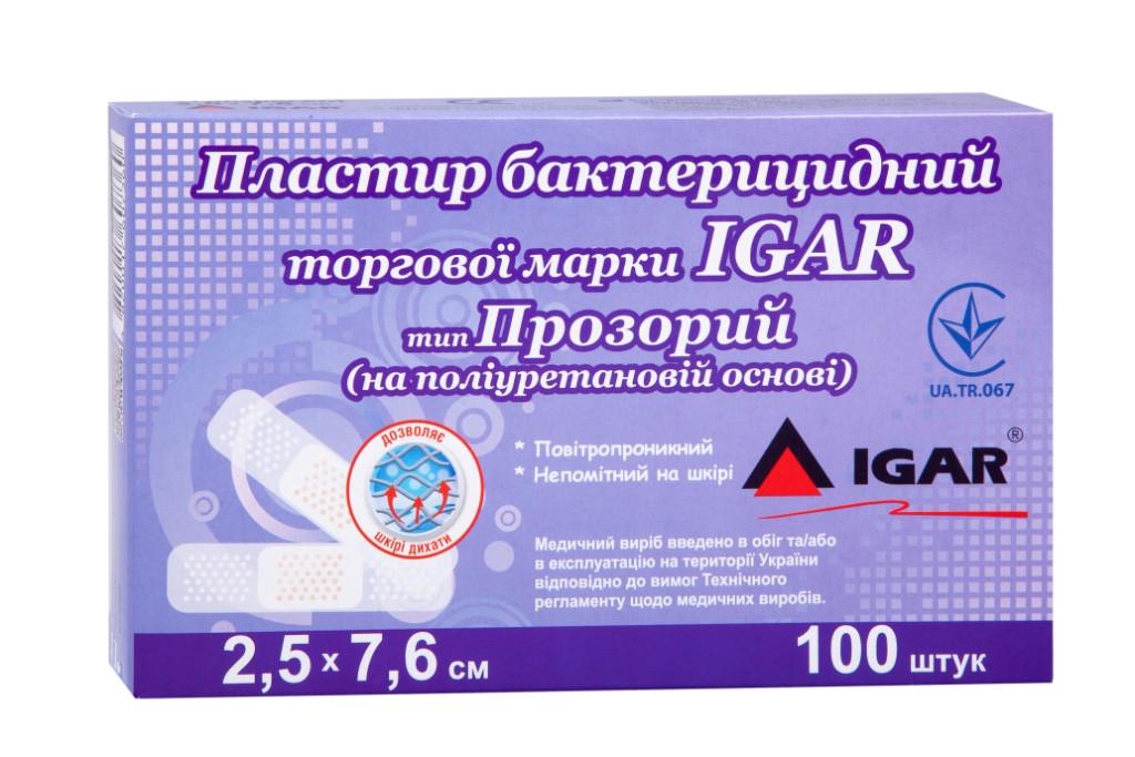 Пластир бактерицидний Igar RiverPLAST Еластик на полімерній основі 2,5 х7,6 см 100 шт. (17633445)