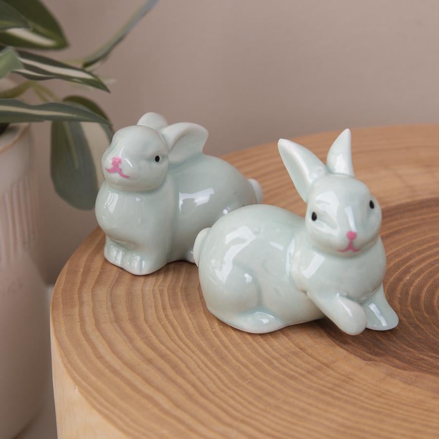 Статуетка Зайчик з рожевим носом Блакитний (4450-2)