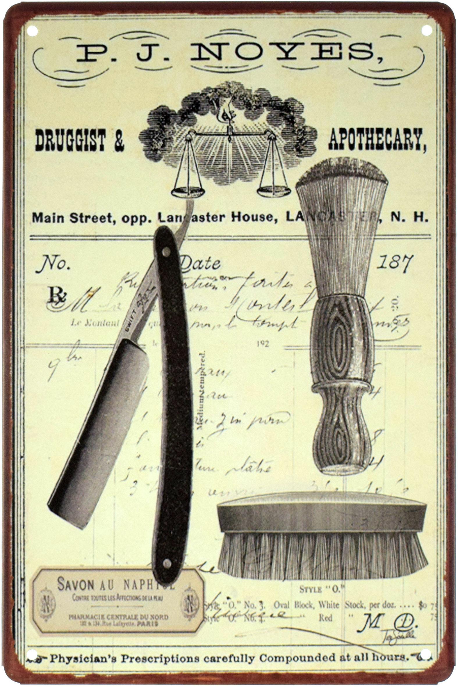 Табличка металлическая Барбершоп Фармацевт И Аптекарь/Barber Shop Druggist & Apothecary 20x30 см