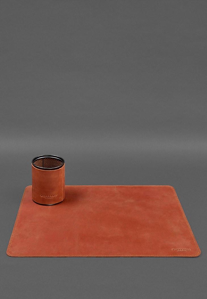 Набор настольный из натуральной кожи 5.0 с картой Украины Crazy Horse Светло-коричневый (A-028178) - фото 4