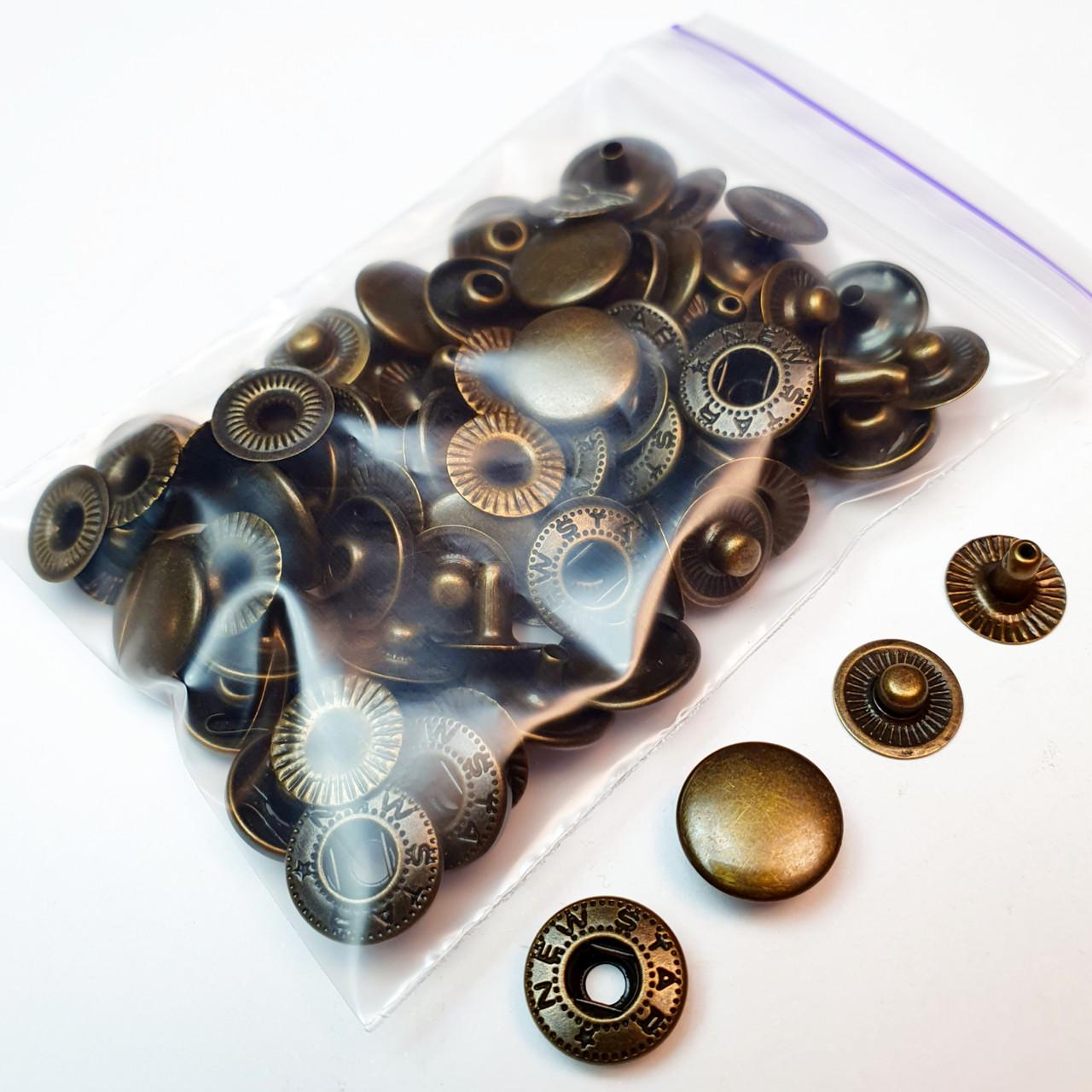 Кнопка металева Strong Alfa 12,5 мм 20 шт. Антик