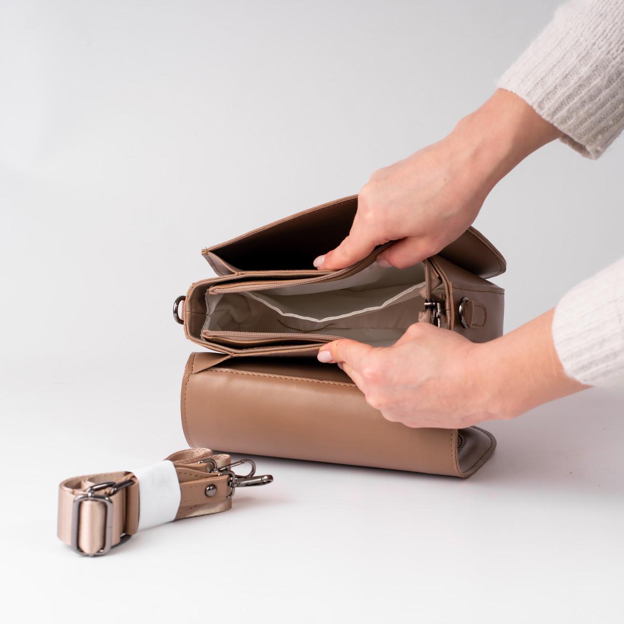 Сумка женская кросс-боди XENIA № 20-24 Темно-бежевый - фото 4