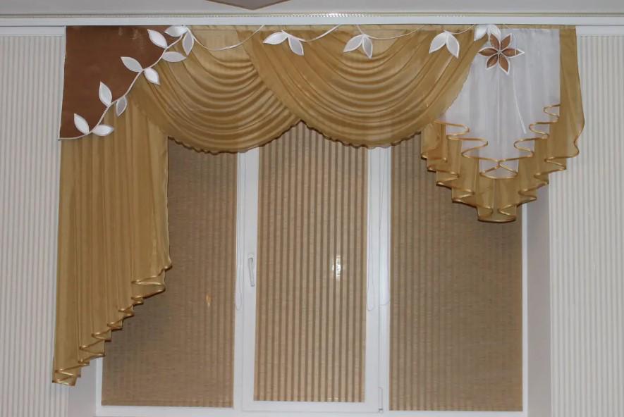 Ламбрекен на карниз Сильва шифон 2,5 м Карамельный (25653648)