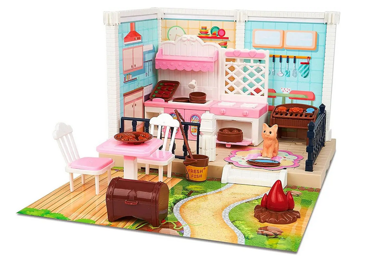 Мебель 686-003 кухня/кот/стол/стулья/посуда