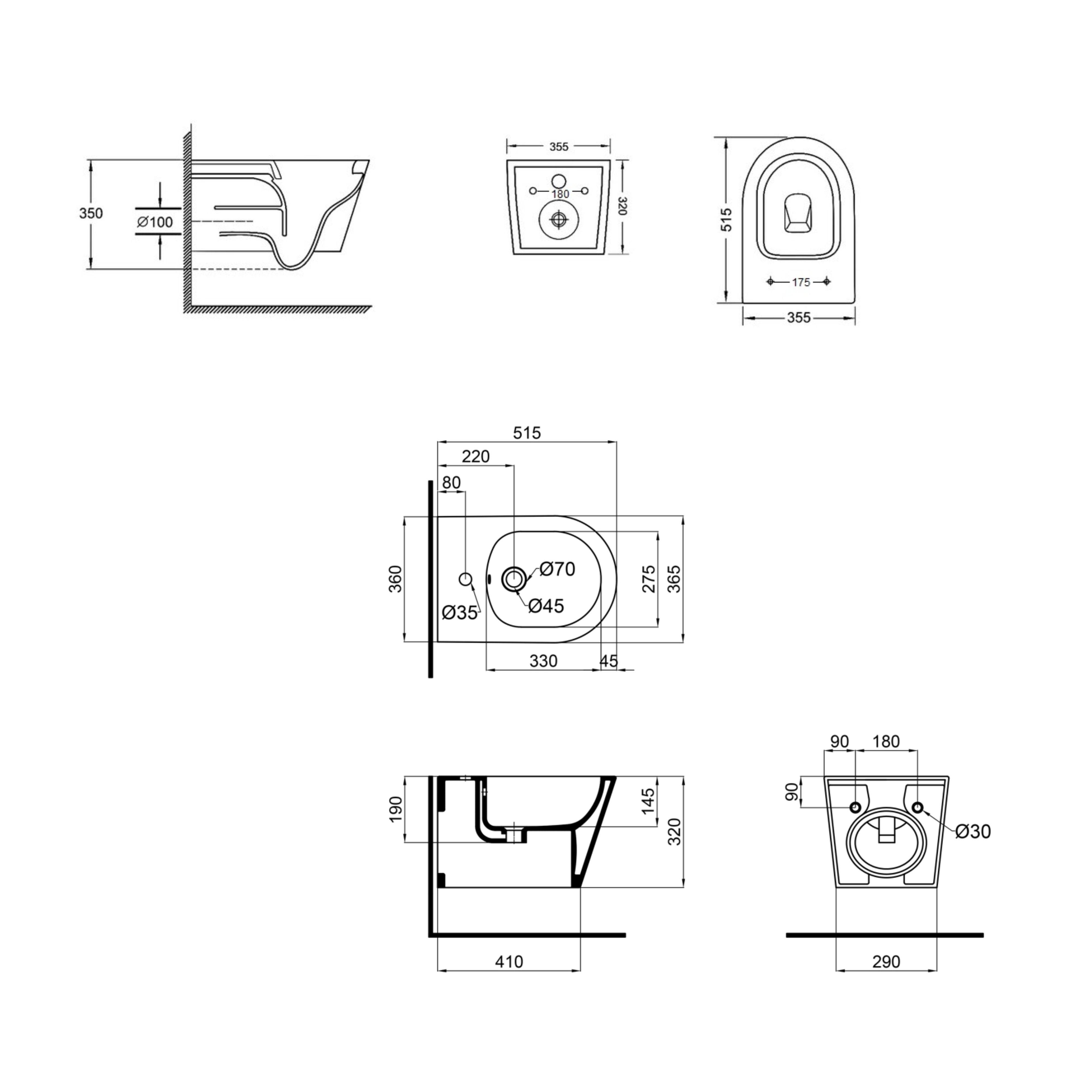 Комплект Qtap Swan 2в1 унітаз підвісний Rimless/біде підвісне (SD00053559) - фото 2