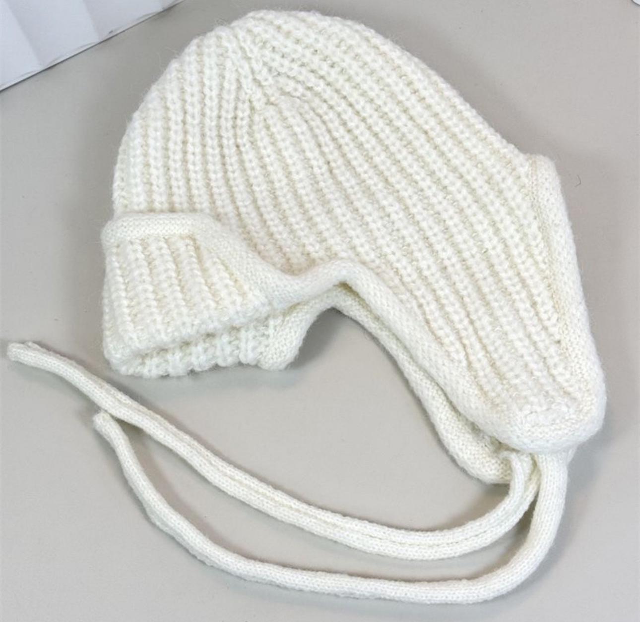 Шапка ушанка вязаная ангоровая унисекс One size Молочная (014951) - фото 2