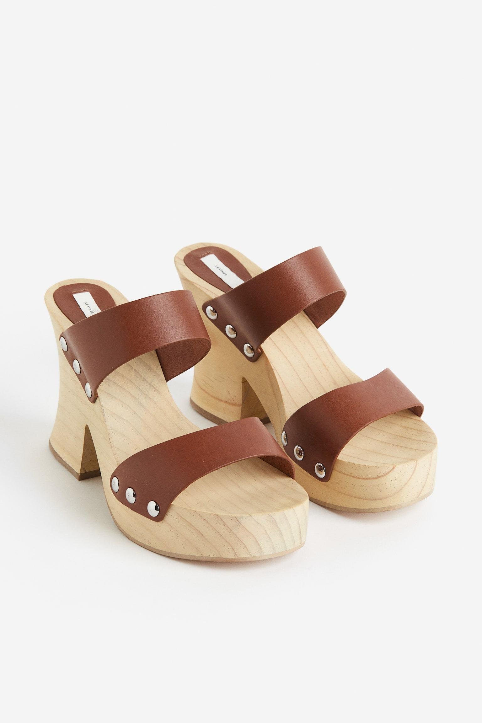 Босоніжки шкіряні H&M р. 37 Коричнево-бежевий (E7071148680)