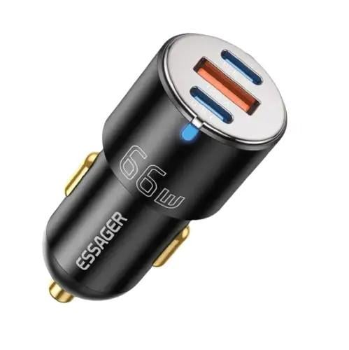 Зарядний пристрій автомобільний Essager 66W 2 Type-C + USB PD і QC3.0 (230004) - фото 1