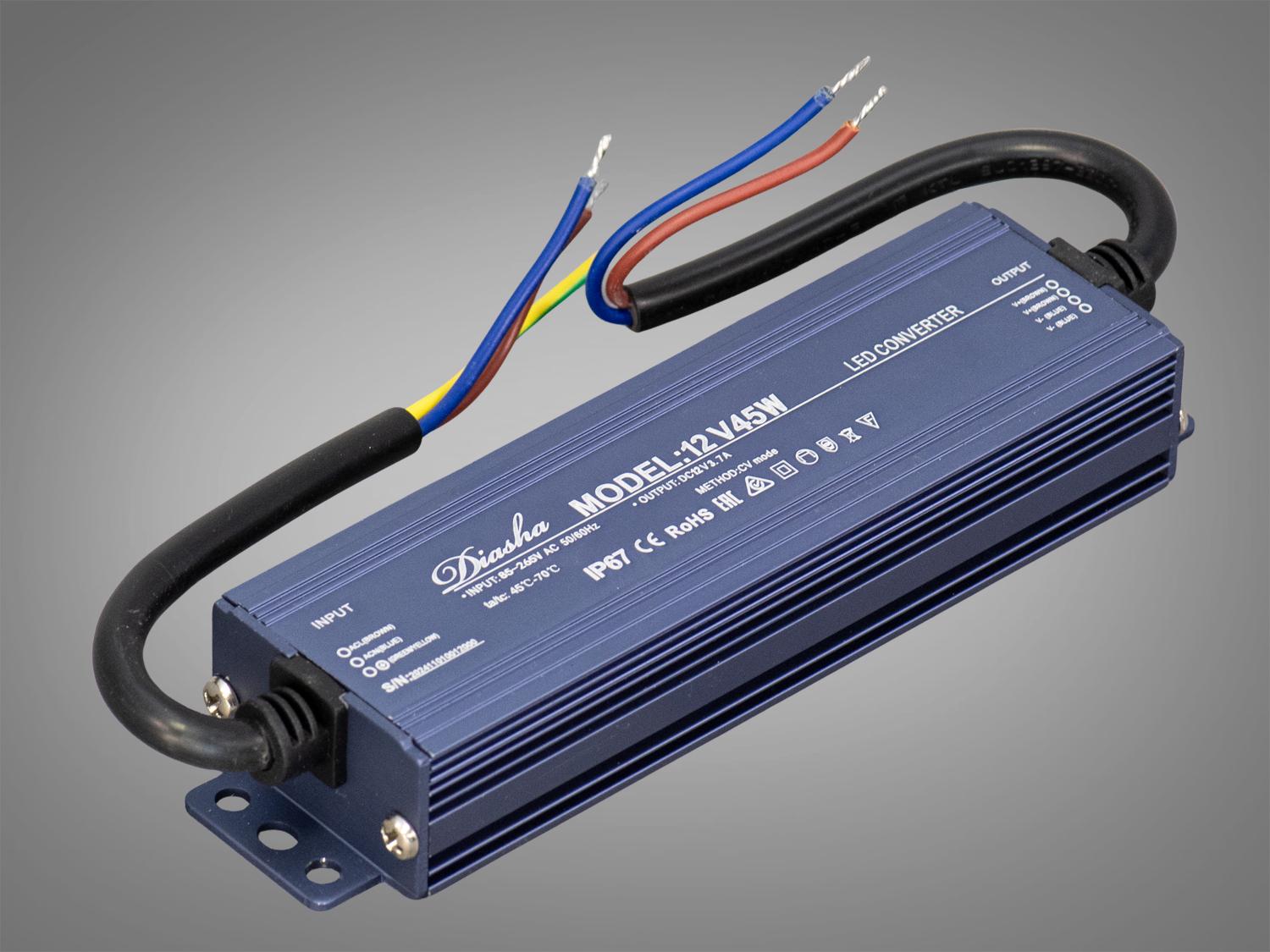 Блок живлення для підключення LED стрічки 12 В 45 Вт 3,75А (NP-12 В-45w-IP67)