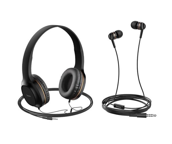 Навушники набір 2в1 Hoco W24 Чорно-золотий