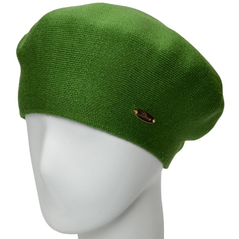 Берет женский двойной Novita Софи из вискозы теплый мягкий L р. 57-58 Зеленый