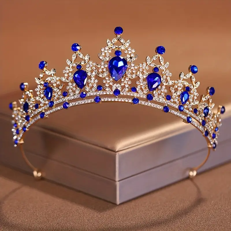 Корона-діадема на торт з каміннями Синій (25031745)