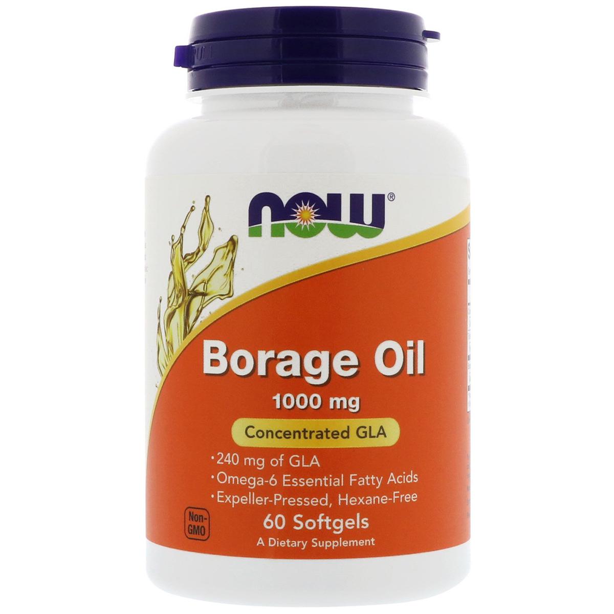 Масло огуречника Now Foods Borage Oil 1000 мг 60 мягких желатиновых капсул (NF1720)