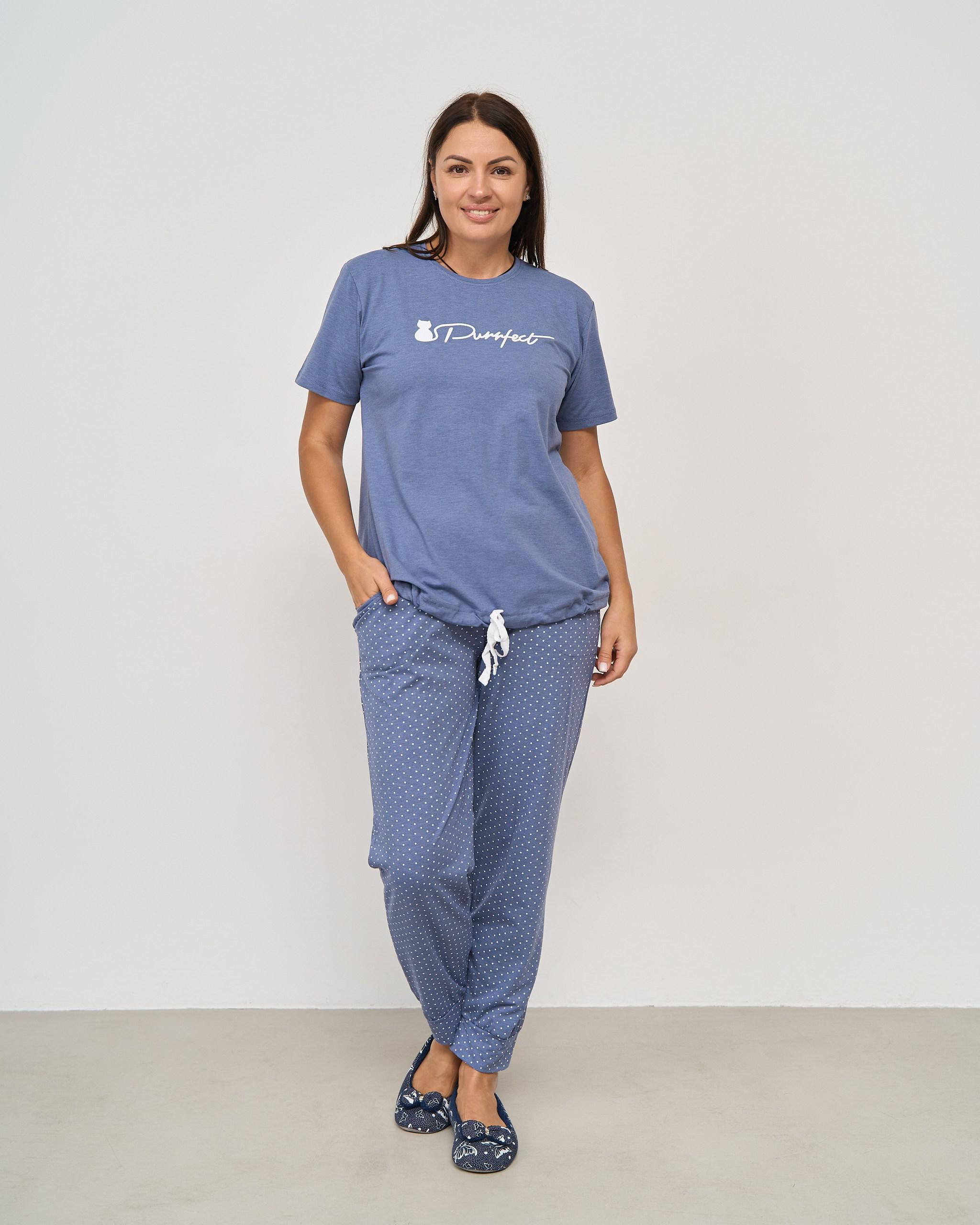 Піжама штани і футболка Purrfect 2XL Темно-синій (30053) Піжама штани і футболка Purrfect 2XL Темно-синій (30053)