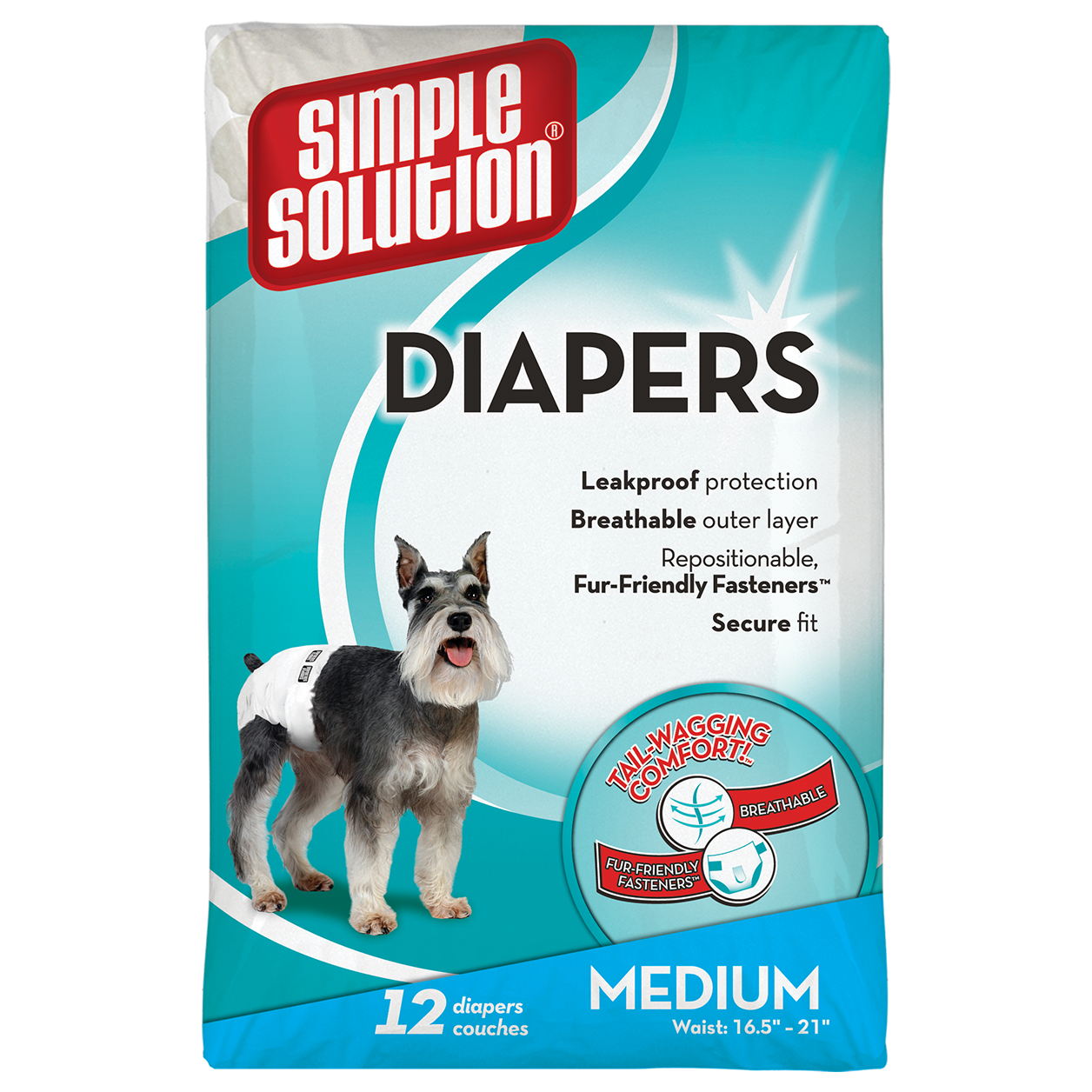 Гигиенические подгузники для животных Simple Solution Disposable Diapers Medium 12 шт. М (ss10584)