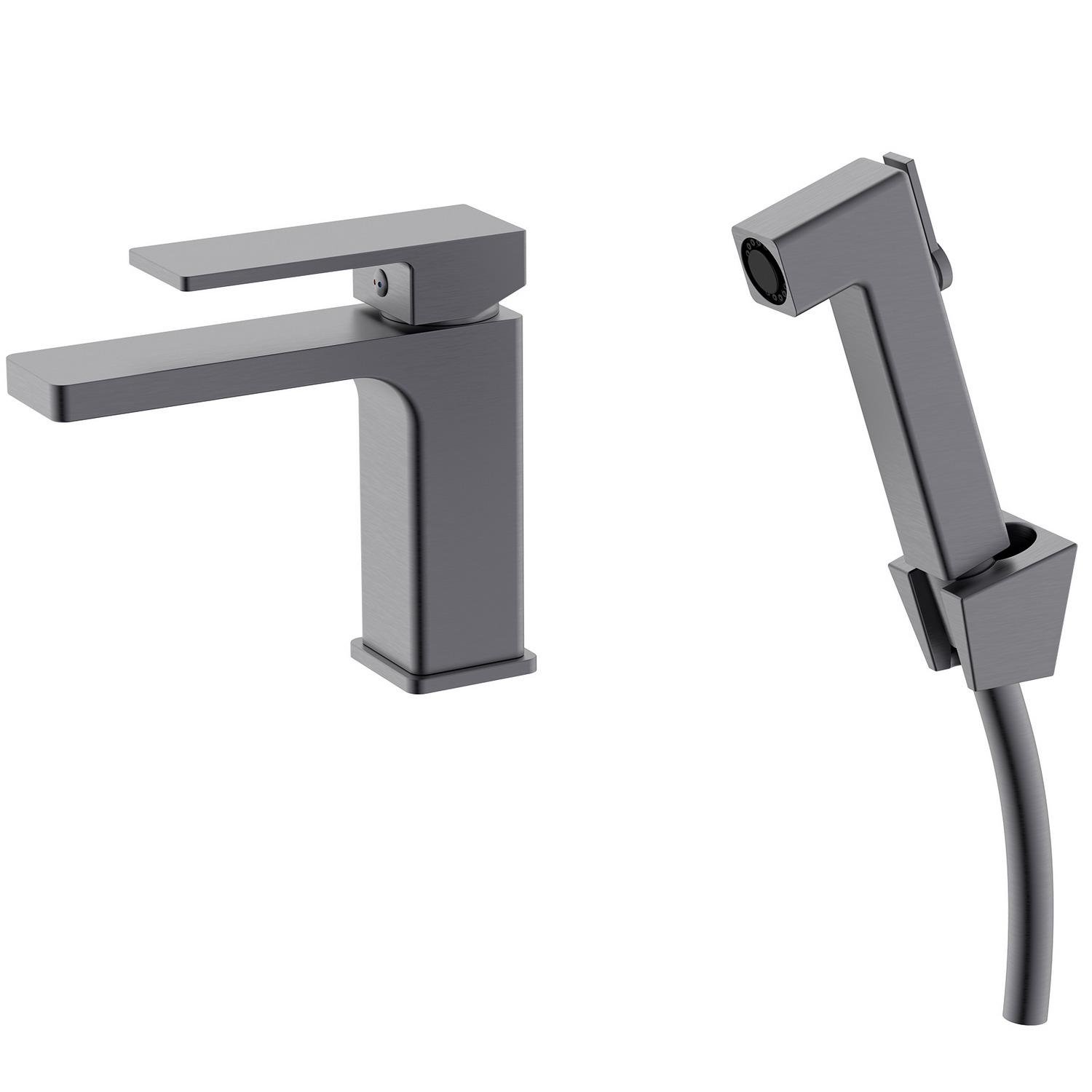 Смеситель для гигиенического душа Q-tap Gemini на умывальник QTGEM272GMB45692 Графитовый (235050)
