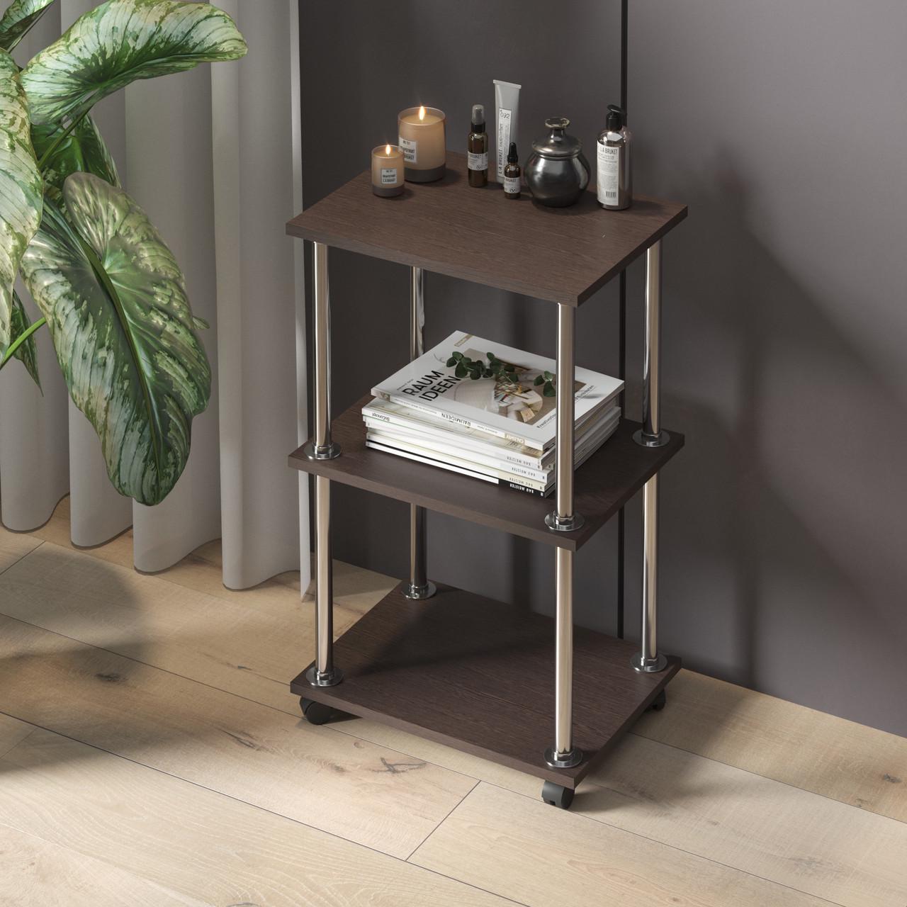 Журнальний столик VAYS на коліщатах 45х33х73,8 см Венге темний (30642477)