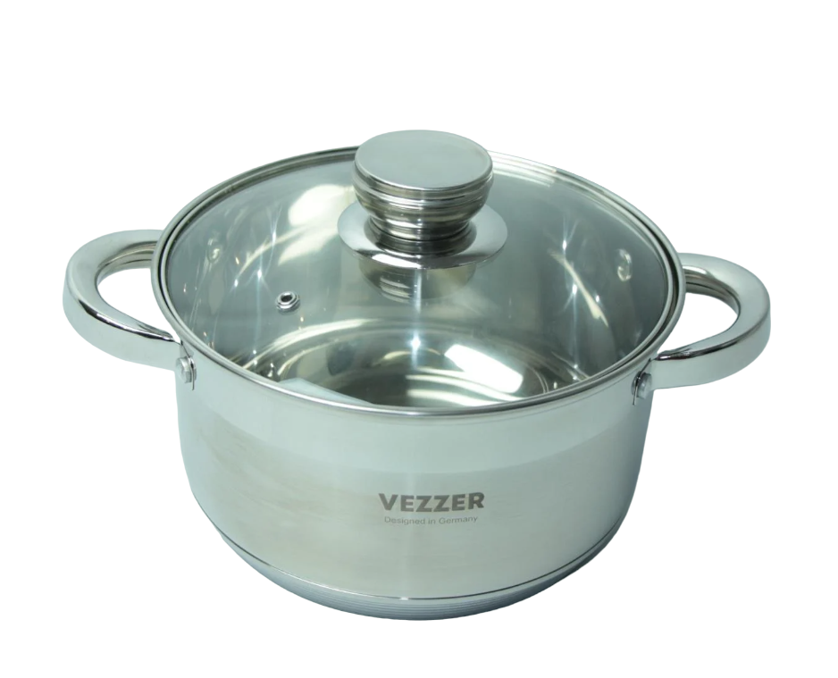 Кастрюля Vezzer VZ 2009 круглая со стеклянной крышкой 2,1 л Сталь (14083318)