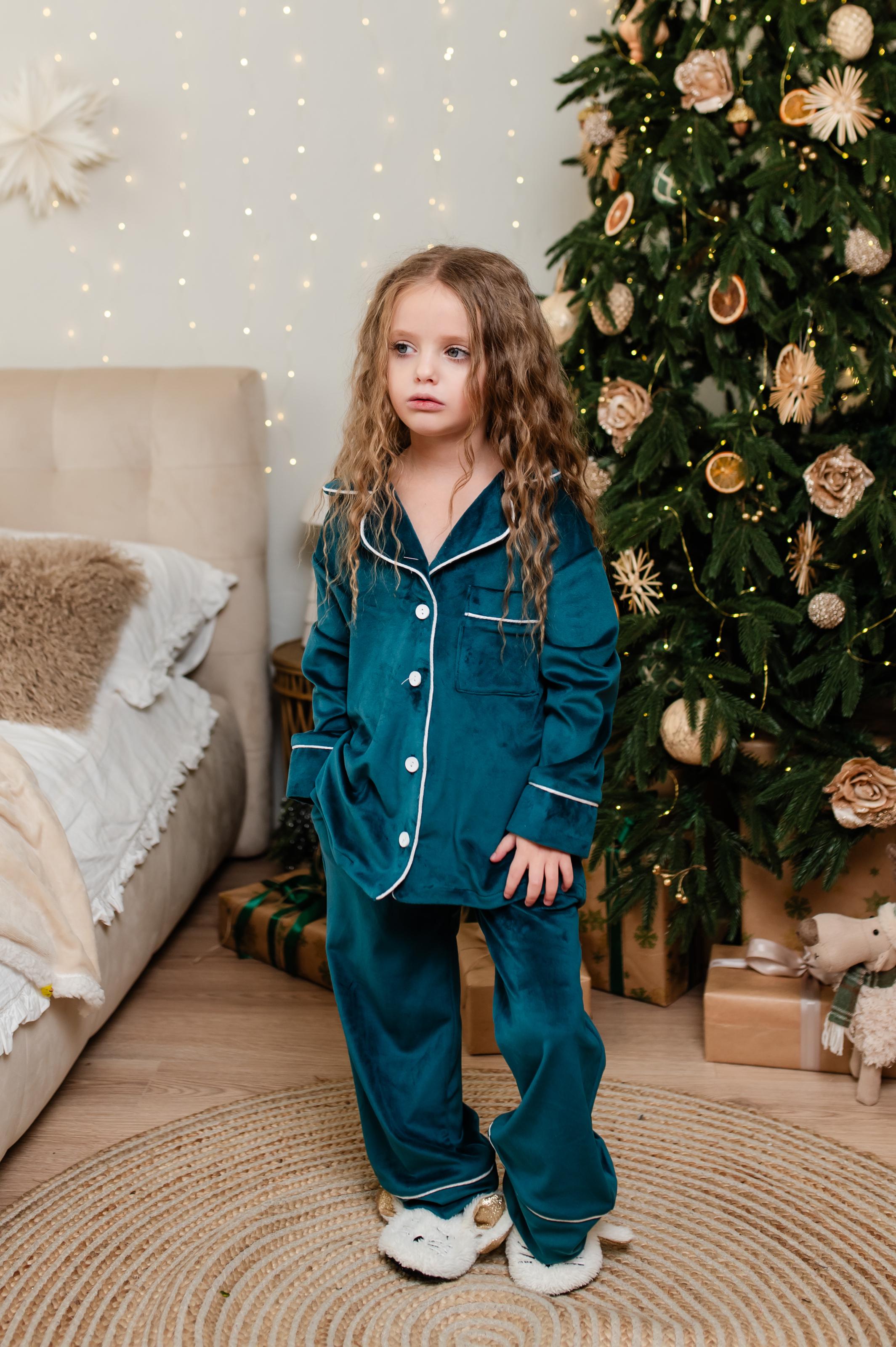 Пижама детская велюровая Tair 859 теплая 146 см Зеленый (23033713)