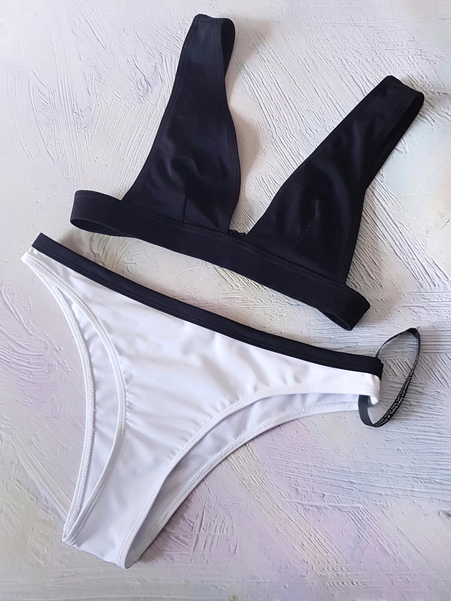 Купальник раздельный Nasty Gal 9478 S р. 42 Черный/Белый