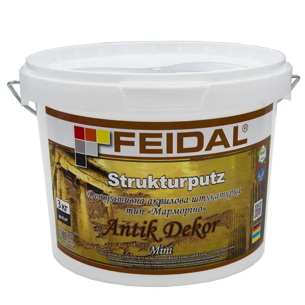 Декоративна акрилова штукатурка Feidal Strukturputz Antik Dekor mini 3 кг Білий