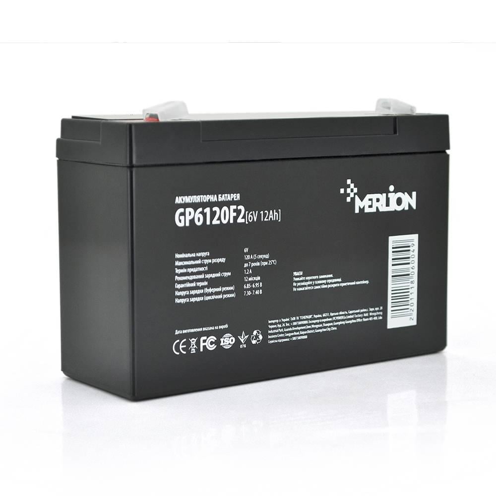 Акумуляторна батарея MERLION AGM GP6120F2 6 V 12Ah 150 x 50 x 95 100 Q10