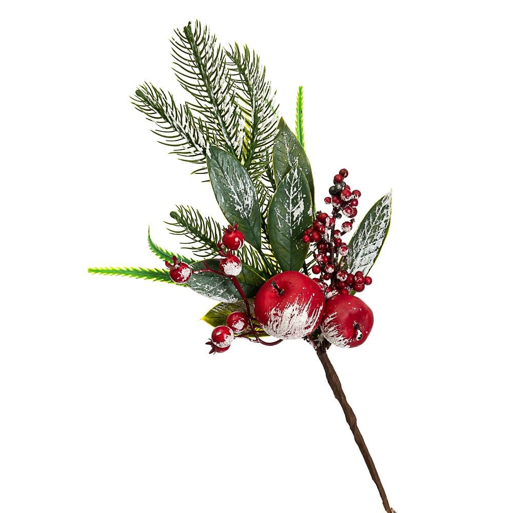 Декоративная ветка Elisey Ель с яблоками (022NM)