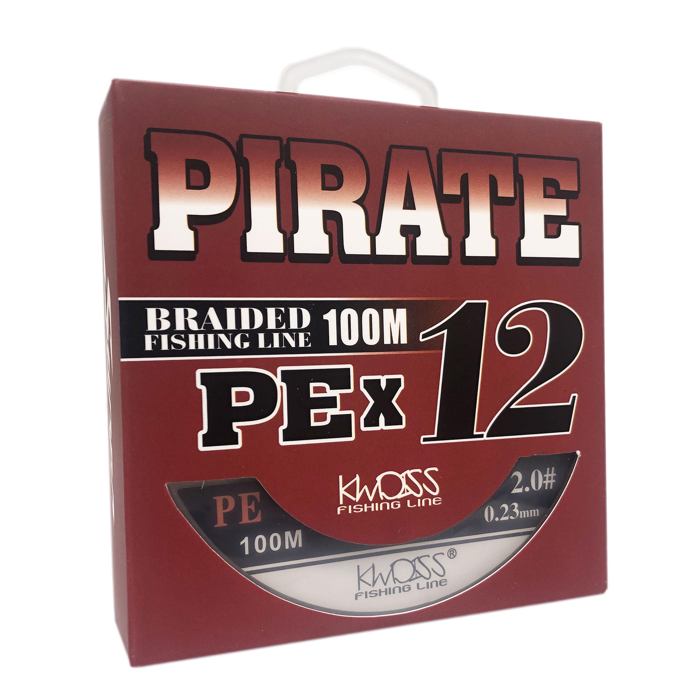 Шнур Pirate PEx12 2.0 100 м 0,23 мм 20,7 кг Серый (7887)