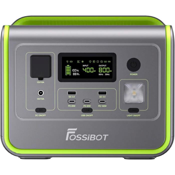 Зарядна станція Fossibot F800 800W 512 Вт/год LiFePO4/UPS/MPPT/USB-C PD 100W Grey/Green (FSB-F800)
