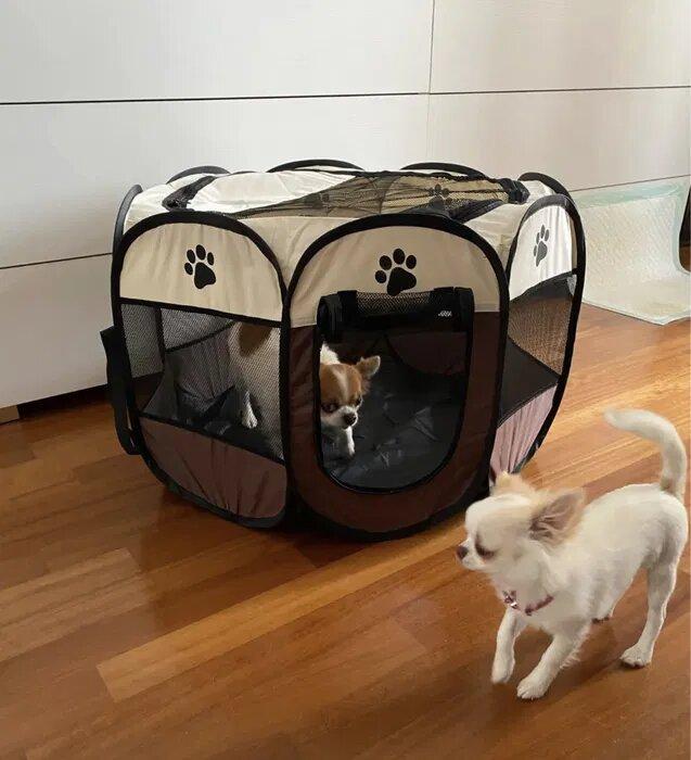 Манеж-вольер для собак/кошек/животных портативный 74x74x43 см Серый (2044103012) - фото 3