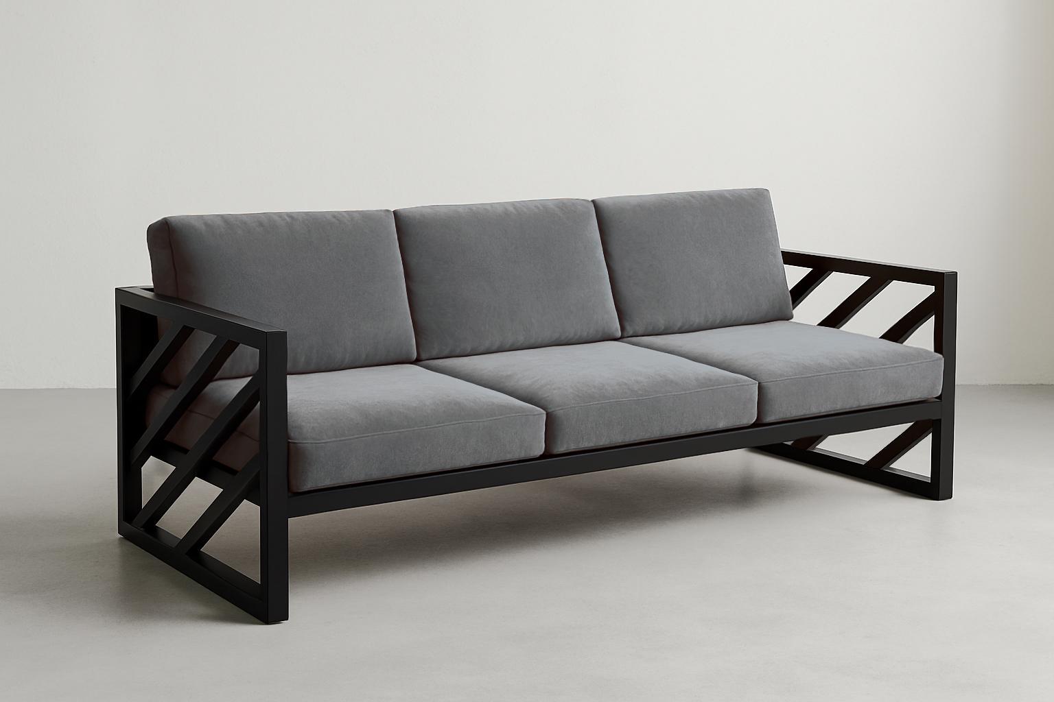 Диван металлический Tobi Sho Гранд/DV4 велюр с подушками 6 шт. 750х1600х700 мм Светло-серый/29