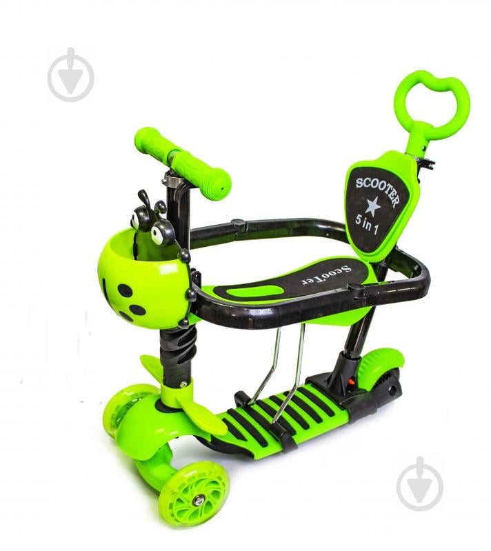 Самокат Scale Sports Scooter "Божья коровка" 5in1. Green (многофункциональный, с бортиком)