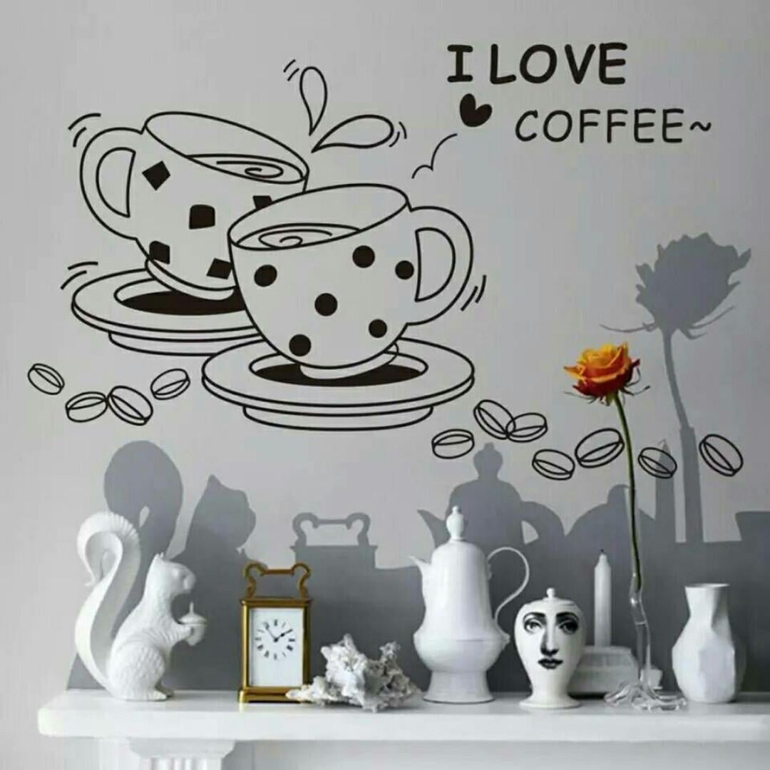 Наклейки виниловые I love coffee лист 45х35 см (Б117)