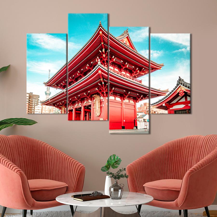 Картина город Буддистский храм Сэнсодзи в Токио 149x106 см (A833-4)