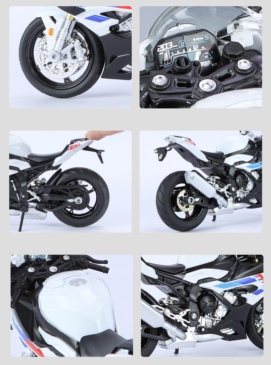 Іграшковий мотоцикл BMW S1000RR 1:12 металопластик/звук/амортизація/гумові колеса (28443632) - фото 5
