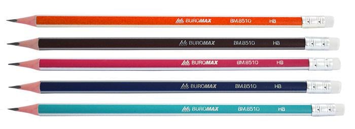 Олівець графітовий Buromax HB трикутний корпус з гумкою 12 шт. (MTT-185505)
