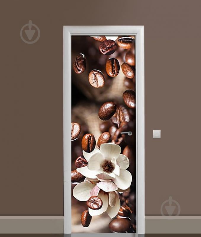 Наклейка на дверь Zatarga «Падение кофейных зёрен» 650х2000 мм виниловая 3Д наклейка декор самоклеящаяся