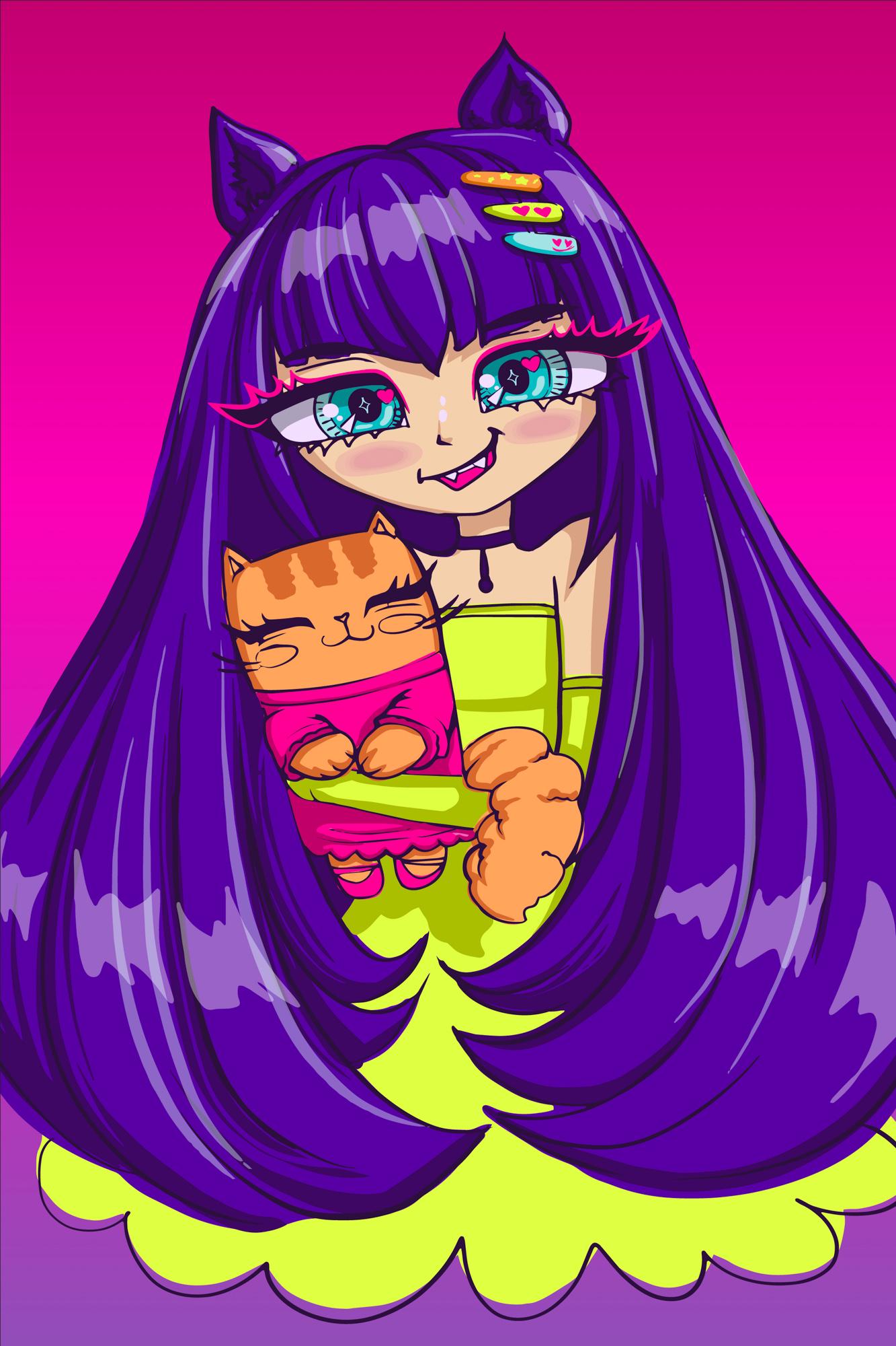 Алмазная мозаика Santi Аниме девочка с котом 20х30 см (Top-954285)