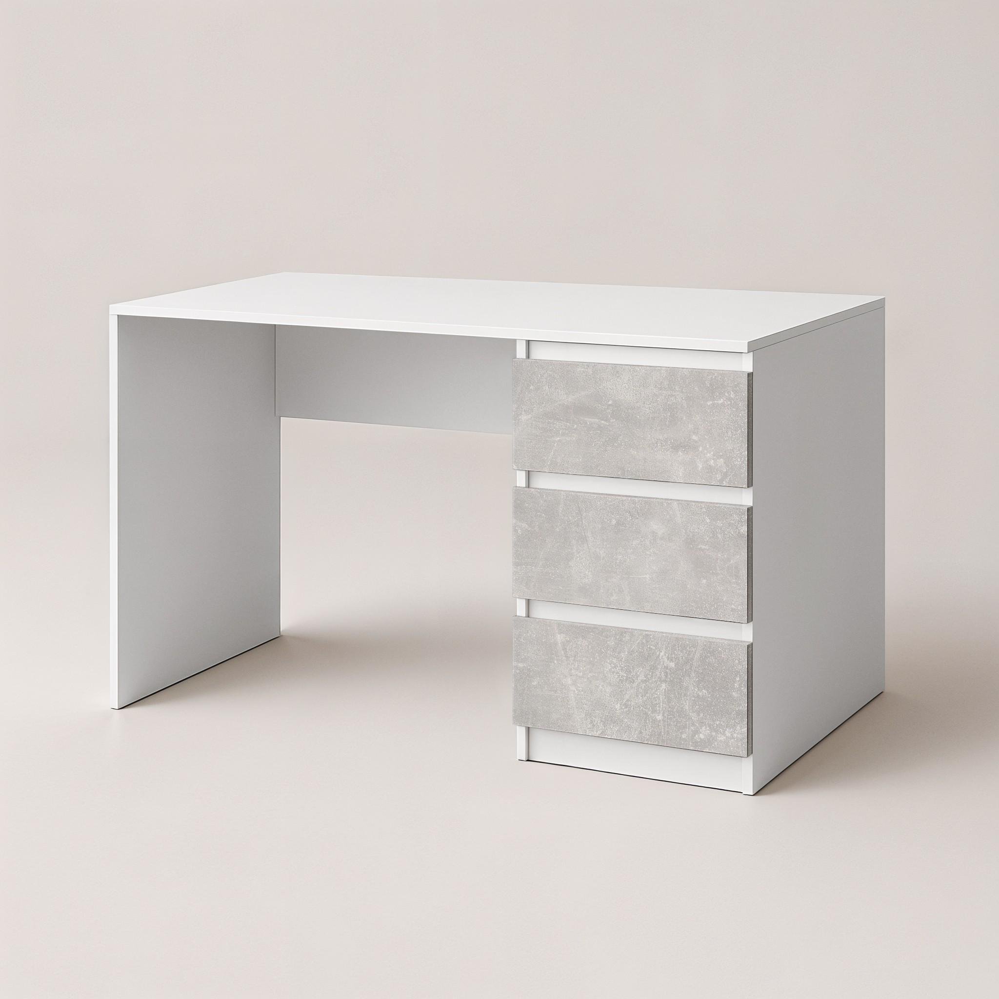 Письмовий стіл на 3 шухляди без ручок FT-224 1200x600x750 мм Білий/Бетон - фото 2