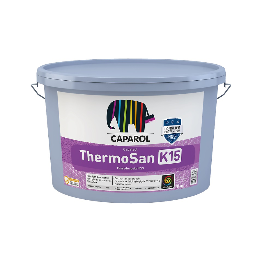 Штукатурка фасадна силіконова Caparol ThermoSan Fassadenputz NQG K15 База прозора 20 кг