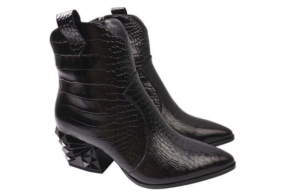 Ботильоны женские Da Cota из кожи на большом каблуке р. 40 Черный (25-20DH)