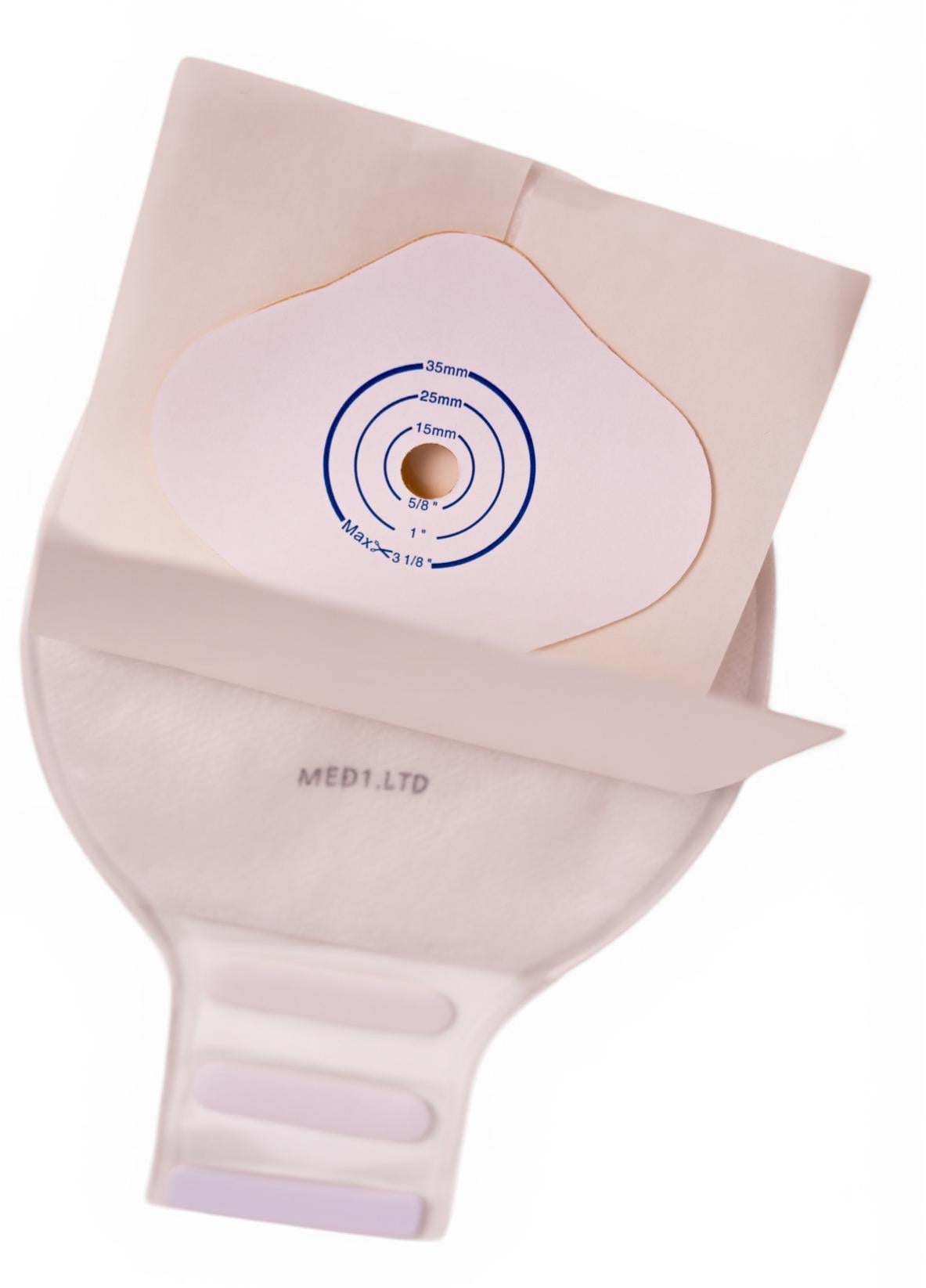 Калоприемник педиатрический однокомпонентный открытого типа прозрачная застежка-липучка/фланец 15-35 мм (MED1-OS12-T1535)