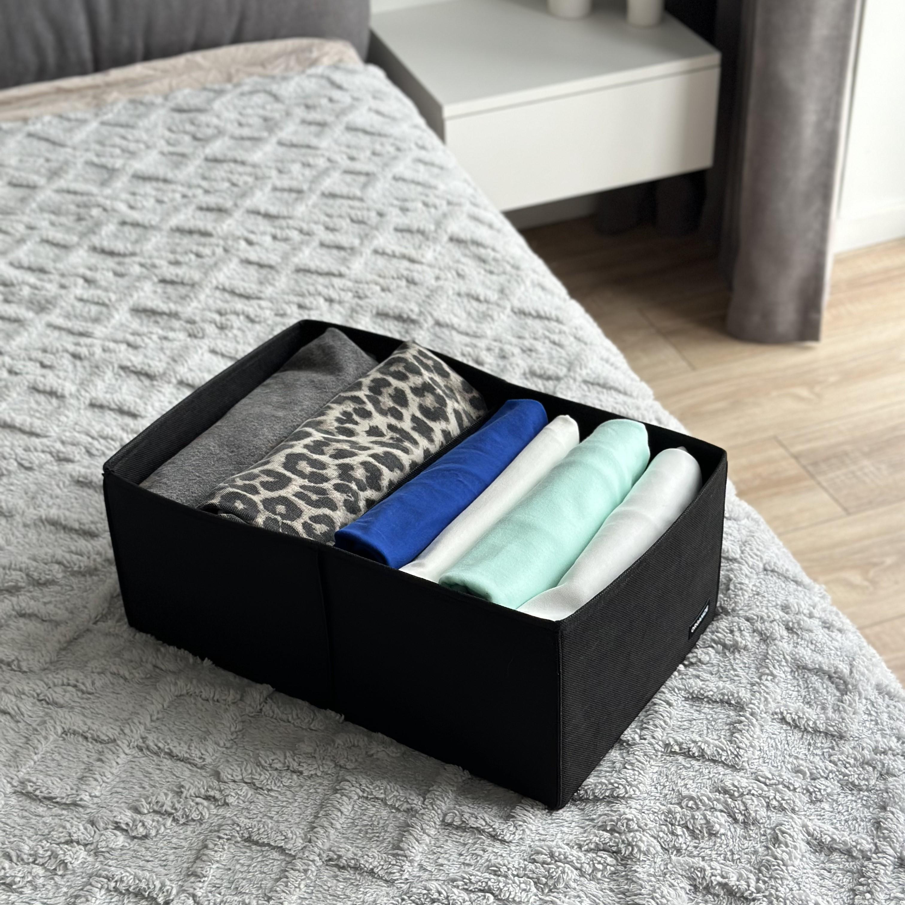 Короб для вертикального зберігання одягу на два відділи Чорний (Hy-2v-bl)