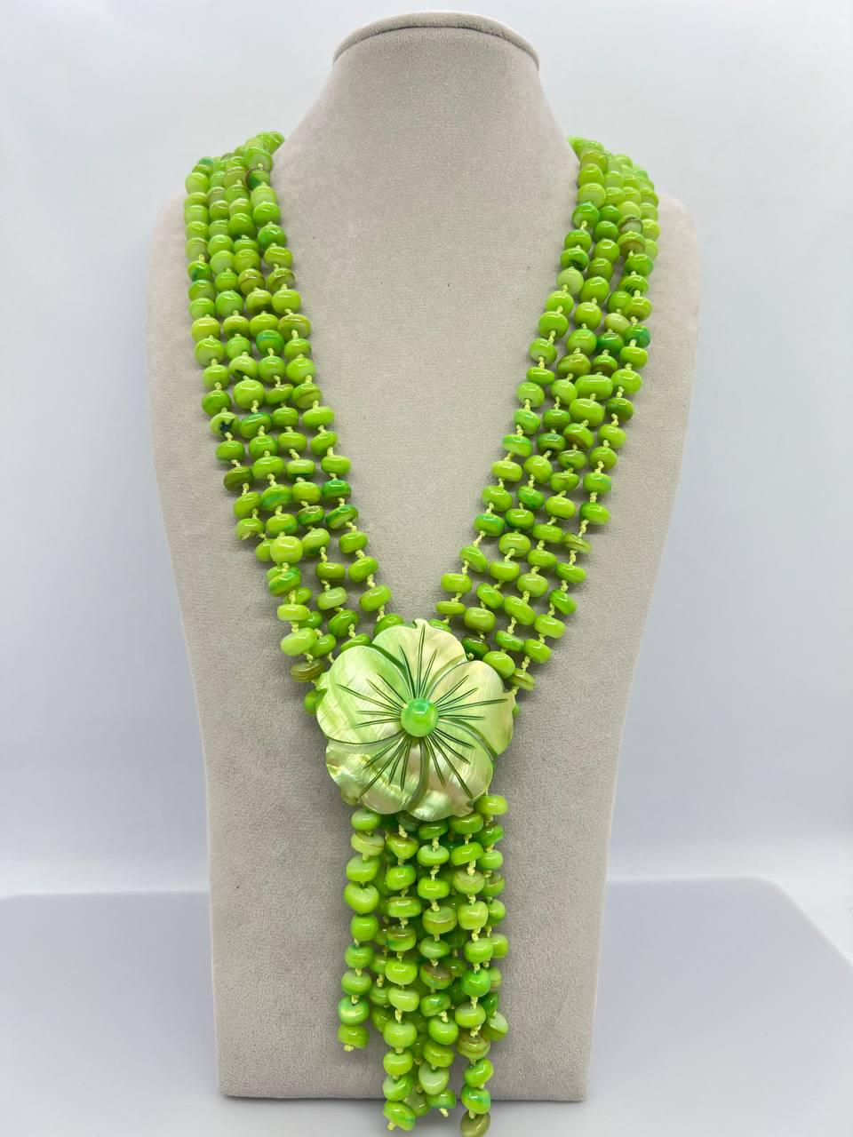 Бусы перламутр 62 см Салатовый (10988)