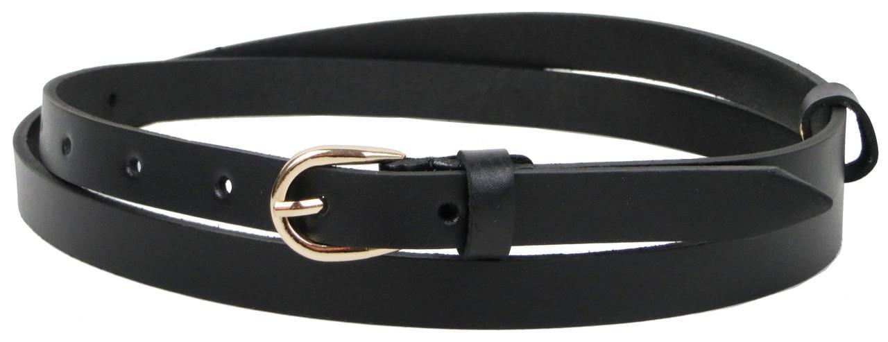Ремень узкий женский кожаный Skipper 1482-15 Черный