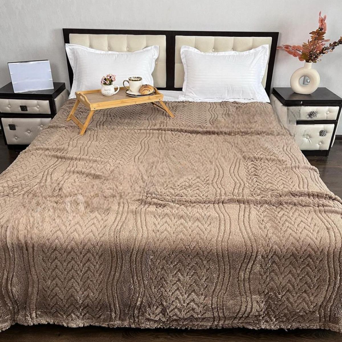 Плед пушистый Koloco Зигзаг Волны двуспальный 180х220 см Коричневый (38519) Плед пушистый Koloco Зигзаг Волны двуспальный 180х220 см Коричневый (38519)