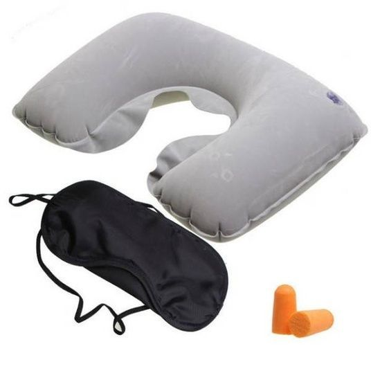 Подушка Маска Беруши набор 3 в 1 для путешествий Travel Selection Серый (2917)
