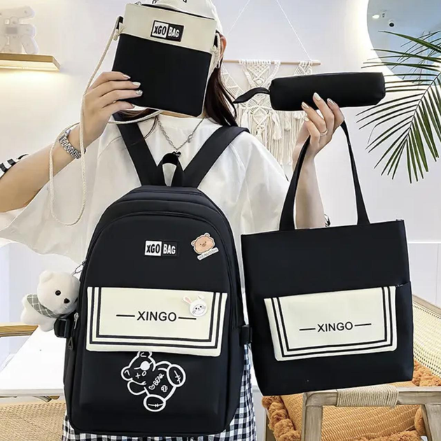 Школьный рюкзак для девочки XGO BAG 4в1 рюкзак/шоппер/пенал/сумочка Черный - фото 2 Школьный рюкзак для девочки XGO BAG 4в1 рюкзак/шоппер/пенал/сумочка Черный - фото 2