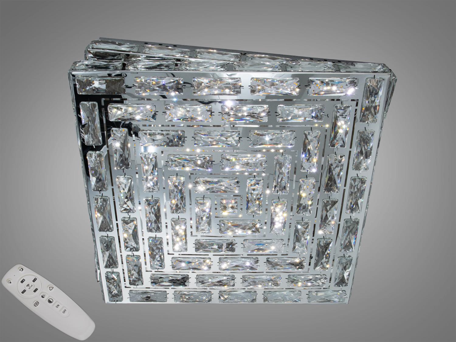Люстра LED хрустальная квадрат/пульт 82W Хром (7737/500x500CH)